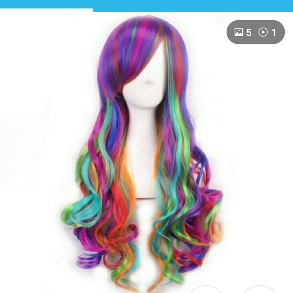 Multicolor rainbow wig